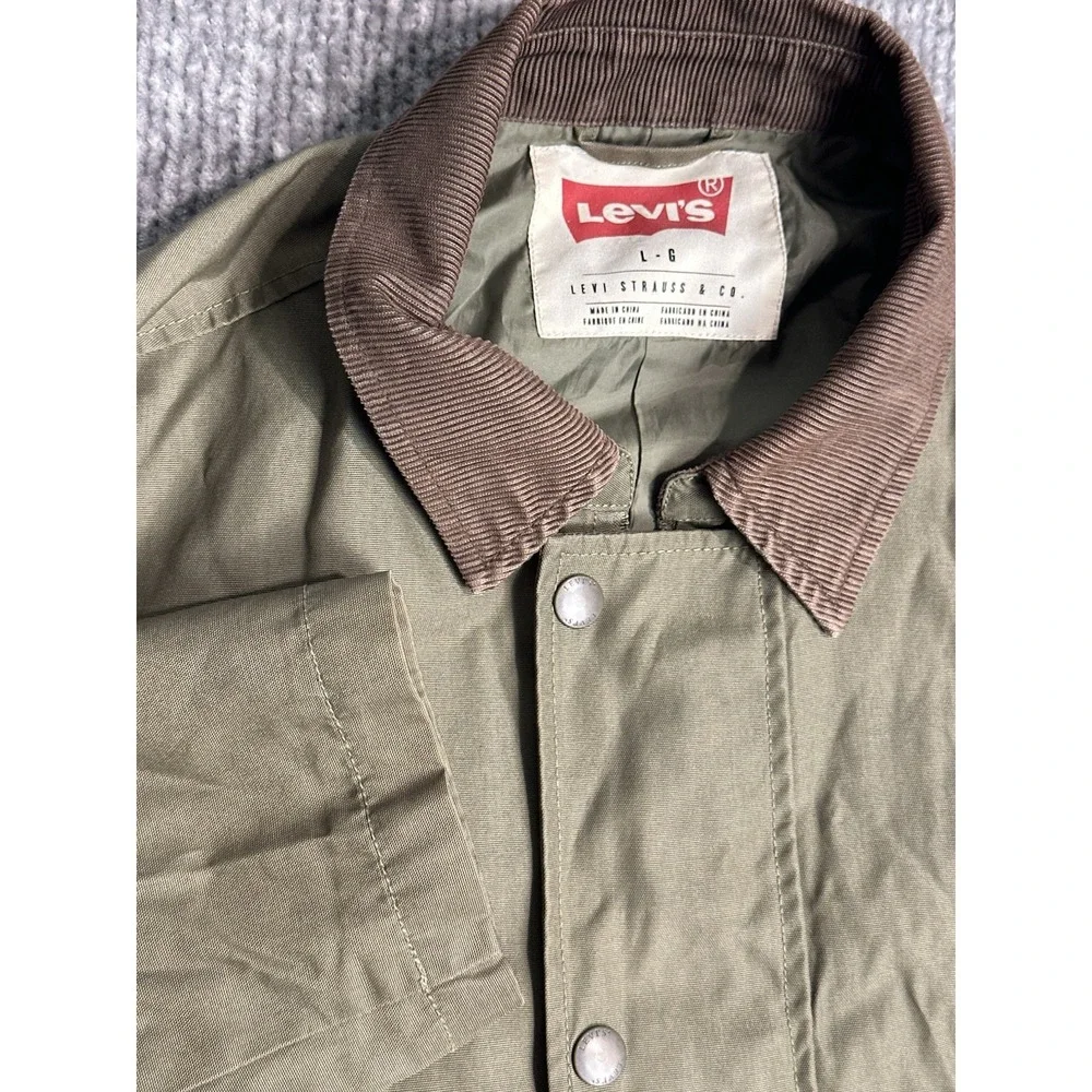 Levis Men's Large Barn Field Zip Jacket Vented Polyester/Cotton Corduroy Collar
